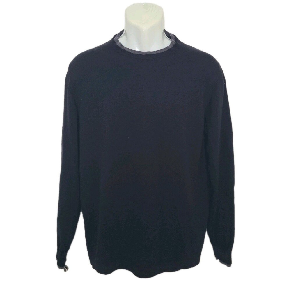 Ermenegildo Zegna mens Sweater pullover Sz M 100% Wool Black crewneck Italy